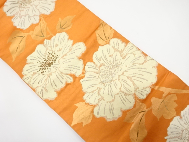 JAPANESE KIMONO / ANTIQUE FUKURO OBI / SILK / WOVEN BRANCH FLOWER